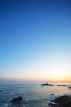 Corbiere Point Lighthouse, sunset, Jersey, Channel Islands, United Kingdom, Europe