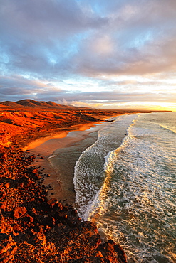 El Cotillo coastal scenery at sunset, Fuerteventura, Canary Islands, Spain, Atlantic, Europe