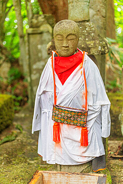 Jizo guardian statues, Dewa Sanzan Hagurosan temple, Yamagata Prefecture, Honshu, Japan, Asia