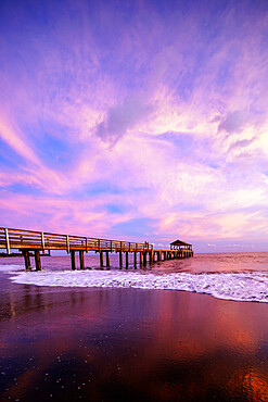 Waimea Bay State Pier at sunset, Waimea, Kauai Island, Hawaii, United States of America, North America