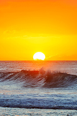 Waves on the North Shore at sunset, Oahu Island, Hawaii, United States of America, North America