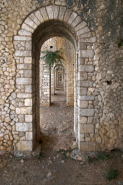 Basement arcades of the Temple of Anxur dedicated to the god Jupiter, 1st century AD, Terracina, Lazio, Italy, Europe