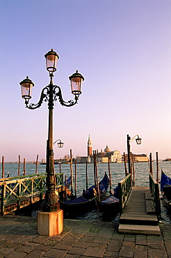 San Marco pier at sunset, Venice, Veneto, Italy, Europe