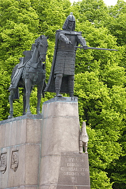 Statue of Gediminas, Grand Duke of Lithuania and founder of Vilnius, Vilnius, Lithuania, Baltic States, Europe