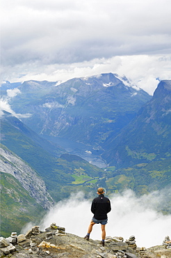 View from Dalsnibba mountain viewpoint, near Geiranger, More og Romsdal, Norway, Scandinavia, Europe