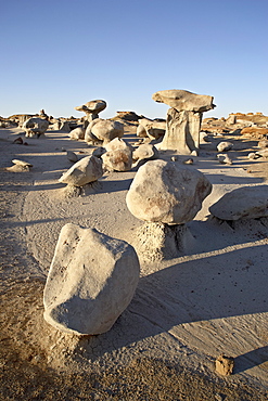 Boulders and hoodoos at first light, Bisti Wilderness, New Mexico, United States of America, North America