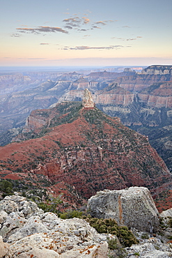 Mount Hayden at dusk from Point Imperial, North Rim, Grand Canyon National Park, UNESCO World Heritage Site, Arizona, United States of America, North America