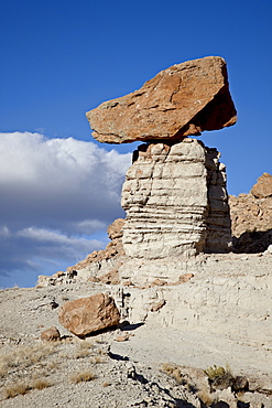 Balanced rock in Plaza Blanca Badlands (The Sierra Negra Badlands), New Mexico, United States of America, North America