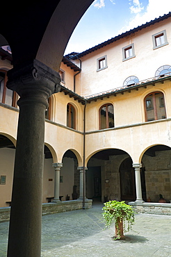 Cloister of the Benedictine Monastery of Camaldoli, Camaldoli, Poppi, Arezzo province, Tuscany, Italy, Europe