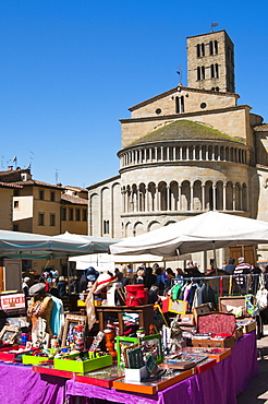 Antiquarian fair at Piazza Vasari, Arezzo, Tuscany, Italy, Europe