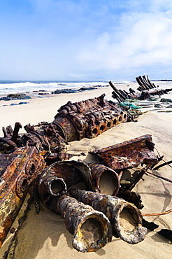 Shipwreck remains, Skeleton Coast, Namib Desert, Namibia, Africa