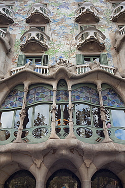 Facade of Casa Batllo by Gaudi, UNESCO World Heritage Site, Passeig de Gracia, Barcelona, Catalunya (Catalonia) (Cataluna), Spain, Europe