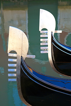 Gondolas on a canal, Venetian lagoon, Venice, UNESCO World Heritage Site, Veneto, Italy, Europe