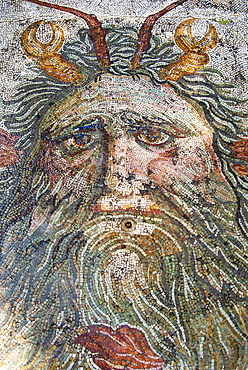 Mosaic, Neptune, Utica Punic and Roman archaeological site, Tunisia, North Africa, Africa