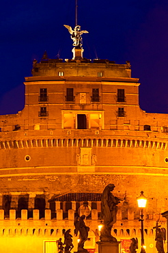 Castel Sant'Angelo and statues of Ponte Sant'Angelo, UNESCO World Heritage Site, Rome, Lazio, Italy, Europe