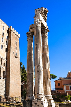 Temple of Vespasianus, Roman Forum, UNESCO World Heritage Site, Rome, Lazio, Italy, Europe