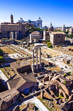 Roman Forum seen from Palatine Hill, UNESCO World Heritage Site, Rome, Lazio, Italy, Europe