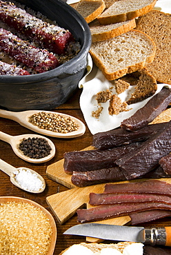 Biltong, dried and salted meat from South Africa, Africa