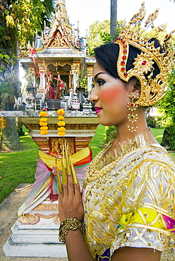 Girl in traditional Thai clothes, Phuket, Thailand, Southeast Asia, Asia