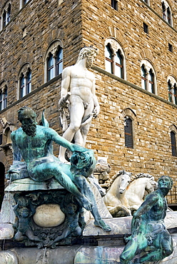 The Neptune Fountain, Piazza della Signoria, UNESCO World Heritage Site, Florence, Tuscany, Italy, Europe