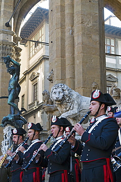 Carabinieri's Band at Loggia dei Lanzi, Florence (Firenze), Tuscany, Italy, Europe