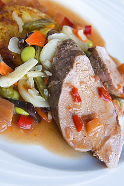 Beef fillet with vegetables, France, Europe