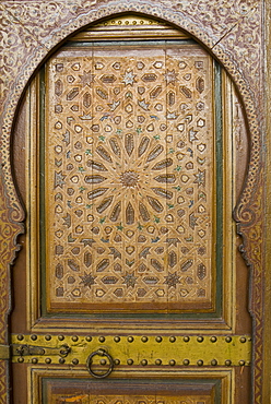 Ancient door in Bahia Palace, Marrakech (Marrakesh), Morocco, North Africa, Africa