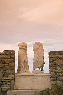 House of Cleopatra and Dioskuridis at archaeological site, Island of Delos, UNESCO World Heritage Site, Cyclades Islands, Greek Islands, Greece, Europe