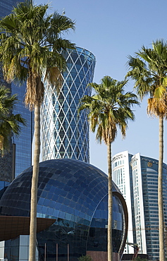 Futuristic skyscrapers downtown in Doha, Qatar, Middle East