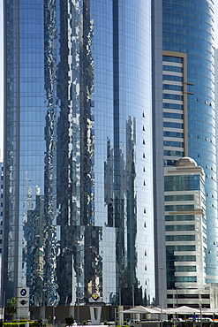 Futuristic skyscrapers downtown in Doha, Qatar, Middle East