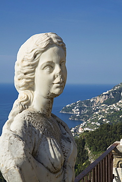 Statue on the Infinity Terrace, Villa Cimbrone, Ravello, Amalfi Coast, UNESCO World Heritage Site, Campania, Italy, Mediterranean, Europe