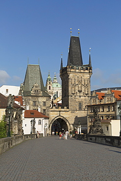 Old Town Bridge Tower from Charles Bridge, UNESCO World Heritage Site, Prague, Czech Republic, Europe