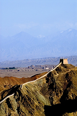 The beginning of the Great Wall, UNESCO World Heritage Site, Jiayuguan, Gansu, China, Asia