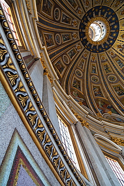 Interior of the dome of St. Peter's Basilica, UNESCO World Heritage Site, Vatican, Rome, Lazio, Italy, Europe