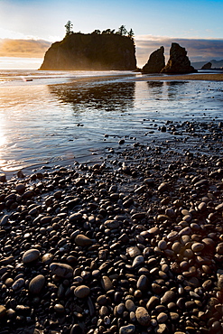 Evening light on Ruby Beach in the Olympic National Park, UNESCO World Heritage Site, Pacific Northwest coast, Washington State, United States of America, North America