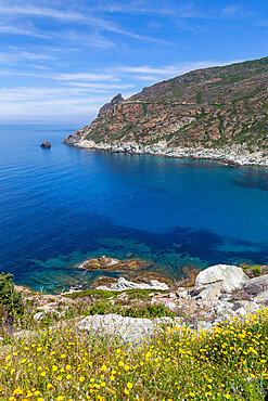 The rugged coastline of Cap Corse, the most northerly point of Corsica, France, Mediterranean, Europe