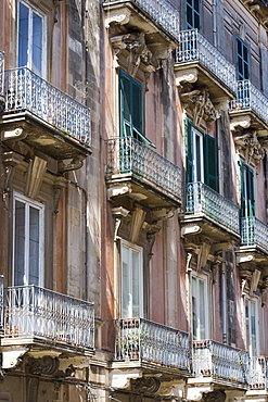 Balconies, Ortygia, Syracuse, Sicily, Italy, Europe