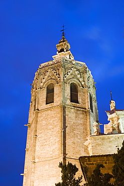 tower, el Miguelet, belfry, cathedral, evening, Valencia, Mediterranean, Costa del Azahar, Spain, Europe