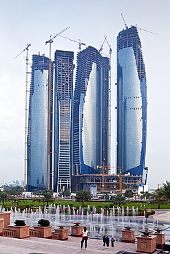 New modern skyscraper construction in Abu Dhabi, United Arab Emirates, Middle East