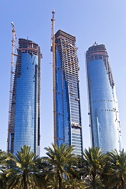 New tall office building construction, Abu Dhabi, United Arab Emirates, Middle East