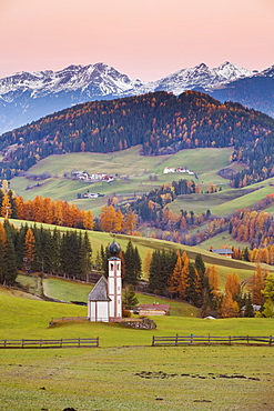 St. Johann Church, Geisler Gruppe, Dolomites, Trentino-Alto Adige, Italy, Europe