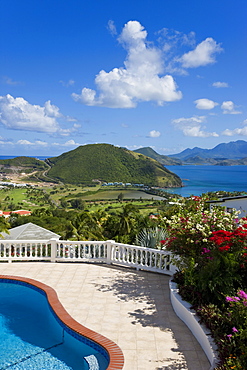 New luxury housing overlooking Frigate Bay on southeast peninsula, St. Kitts, Leeward Islands, West Indies, Caribbean, Central America