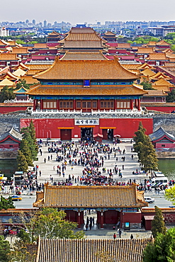 The Forbidden City in Beijing looking South taken from the viewing point of Jingshan Park, Beijing, China, Asia