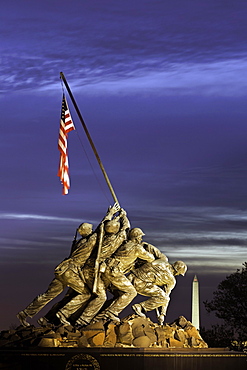 Time lapse of the Statue of Iwo Jima U.S. Marine Corps Memorial at Arlington National Cemetery, Washington DC, United States of America, North America