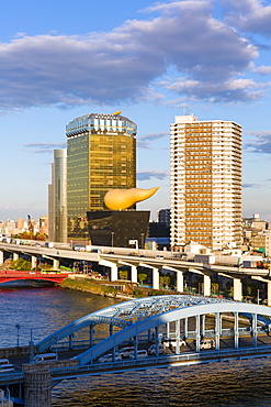 Modern architecture along the Sumida River, Tokyo, Japan, Asia