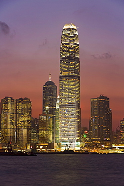 Giant skyscraper of the International Finance Centre towering over the Hong Kong skyline, Hong Kong, China, Asia