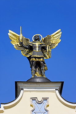 Archangel Michael sculpture in Independence Square, Kiev, Ukraine, Europe