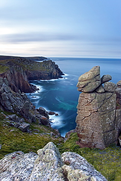 Towering cliffs of Lands End, Cornwall, England, United Kingdom, Europe