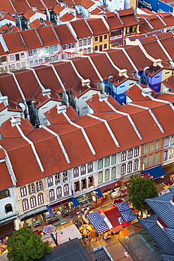 Elevated view over traditional houses in Chinatown, Singapore, Southeast Asia, Asia