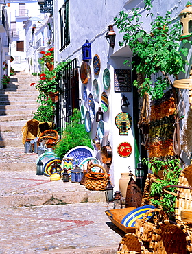 Pathway in village, Frigiliana, Andalusia, Costa del Sol, Spain, Mediterranean, Europe